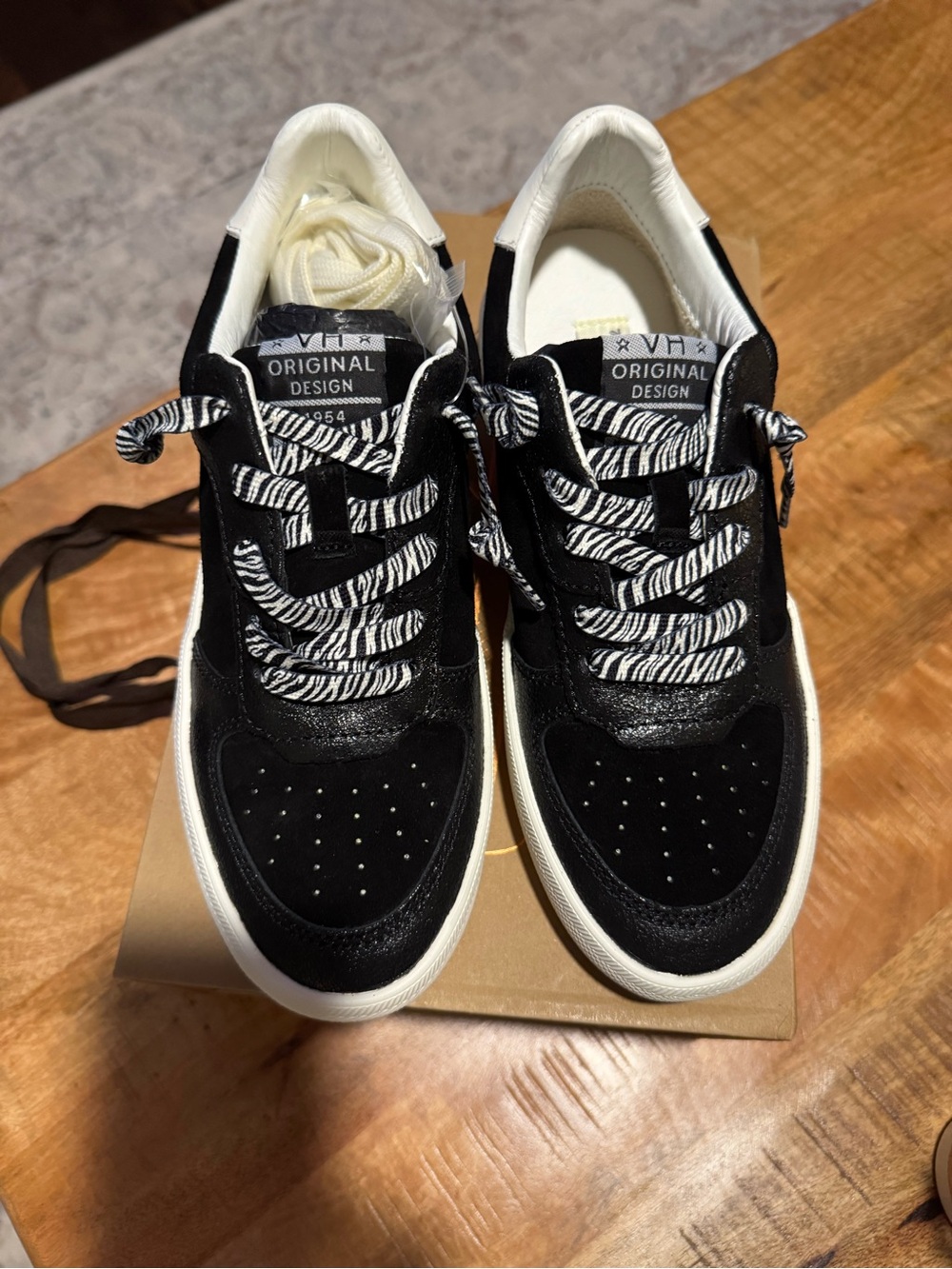 Vintage Havana Black & White Zebra Lace Women's Sneakers